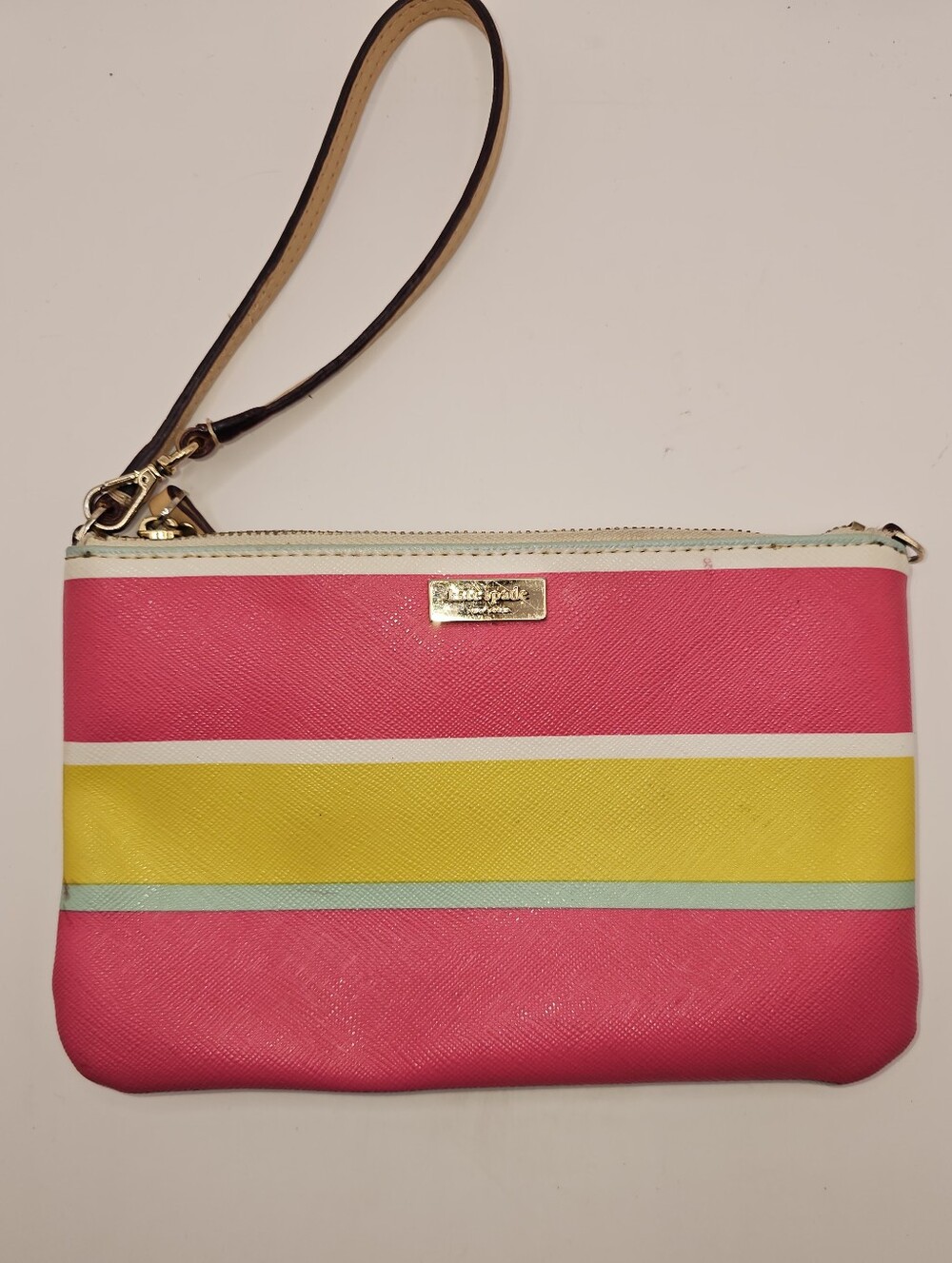 Kate Spade Pink, Blue, & Yellow Stripe Wristlet